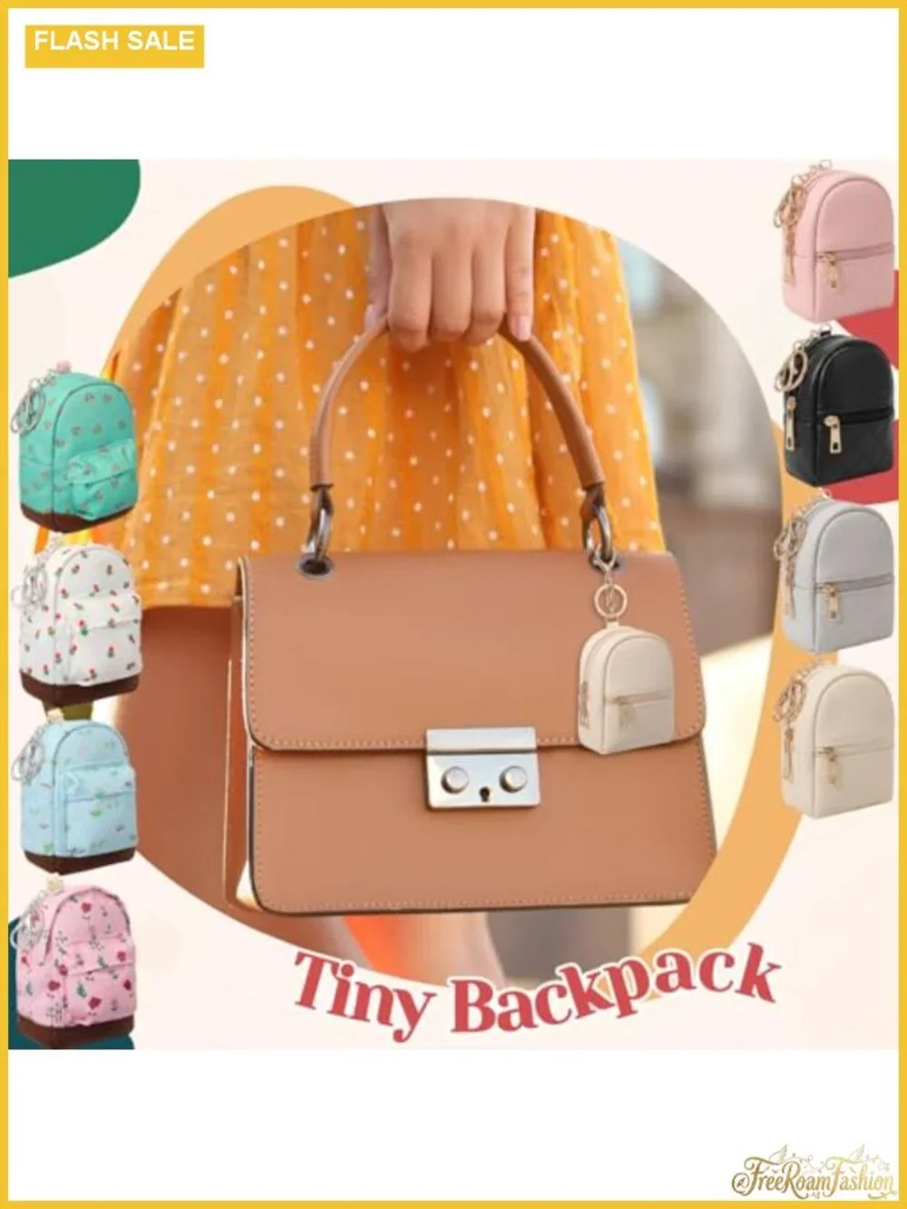 PU Leather Mini Backpack Keychain Coin Purse Set of 8 Zipper Pouch